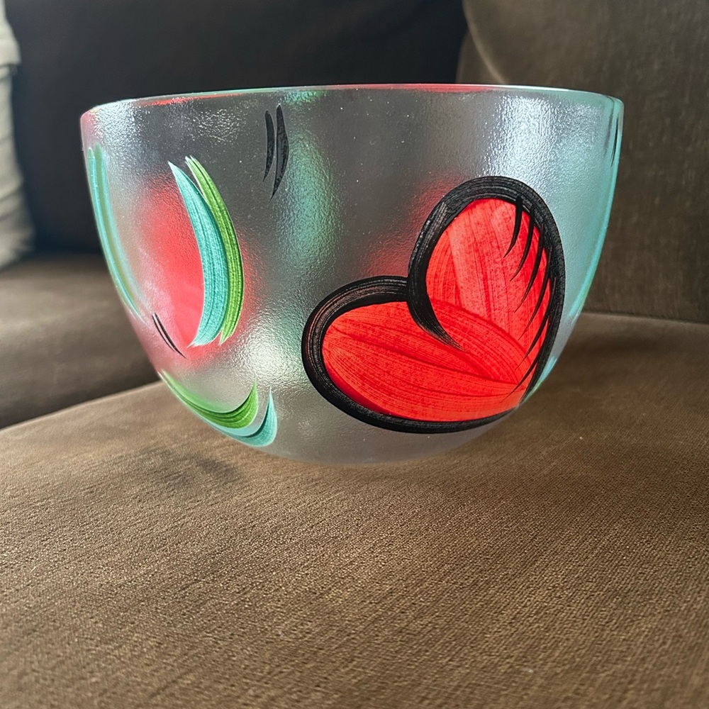 Kosta Boda Hand-Painted Heart Glass Bowl (Large)